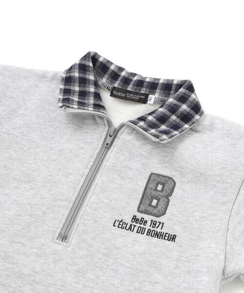 BeBe / べべ スウェット | 裏起毛チェック切り替えハーフジップトレーナー(90~150cm) | 詳細11