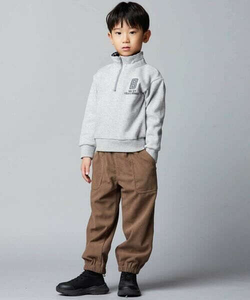 BeBe / べべ スウェット | 裏起毛チェック切り替えハーフジップトレーナー(90~150cm) | 詳細7