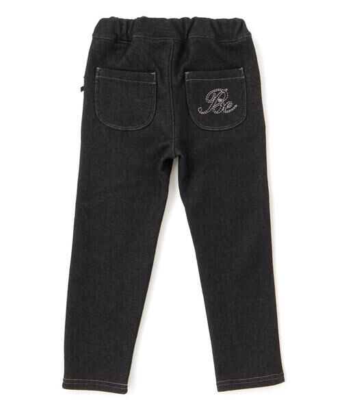 BeBe / べべ デニムパンツ | デニムムートン裏ファーリボンポイントスリムロングパンツ(80~160cm) | 詳細2
