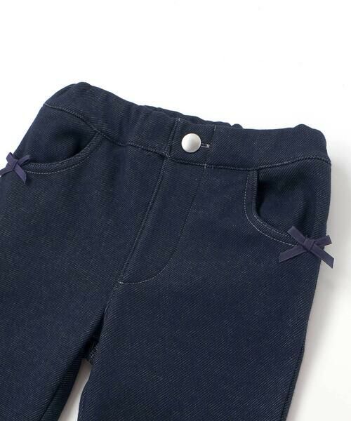 BeBe / べべ デニムパンツ | デニムムートン裏ファーリボンポイントスリムロングパンツ(80~160cm) | 詳細11