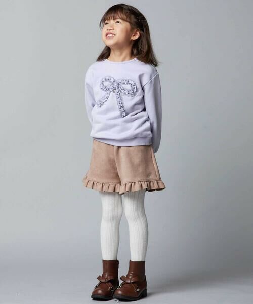 BeBe / べべ ショート・ハーフ・半端丈パンツ | スウェード調裾フリルショートパンツ(90~150cm) | 詳細2