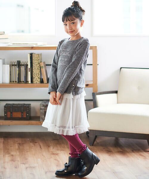 BeBe / べべ ミニ・ひざ丈スカート | ラメチュールフリルティアードスカート(100~150cm) | 詳細2