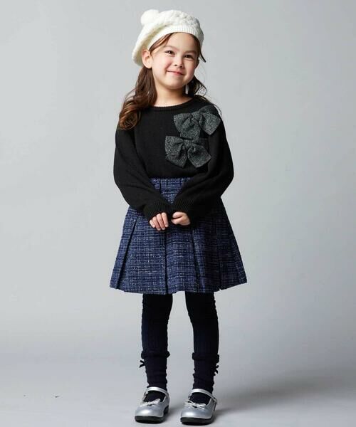 BeBe / べべ ミニ・ひざ丈スカート | 【お揃い】エタンセルラメツイードインナーパンツ付プリーツスカート(90~150cm) | 詳細13