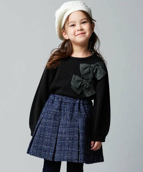 BeBe / べべ ミニ・ひざ丈スカート | 【お揃い】エタンセルラメツイードインナーパンツ付プリーツスカート(90~150cm) | 詳細15