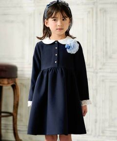 BeBe / べべ ミニ丈・ひざ丈ワンピース | ダブルクロス3way付け襟長袖ギャザーワンピース(110~130cm)