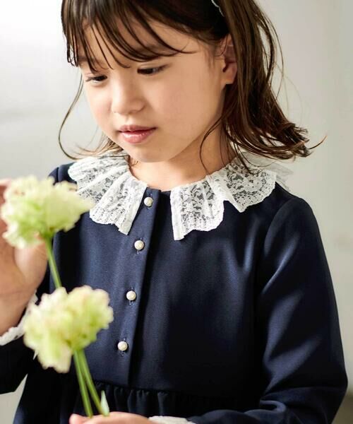 BeBe / べべ ミニ丈・ひざ丈ワンピース | ダブルクロス3way付け襟長袖ギャザーワンピース(110~130cm) | 詳細3