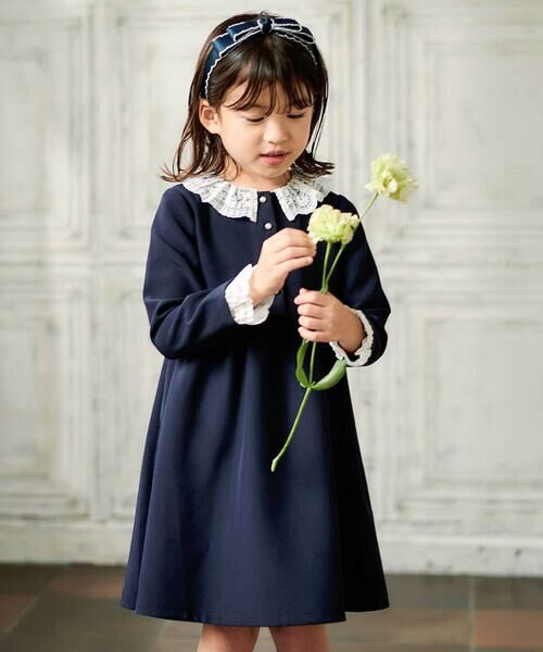 BeBe / べべ ミニ丈・ひざ丈ワンピース | ダブルクロス3way付け襟長袖ギャザーワンピース(110~130cm) | 詳細5