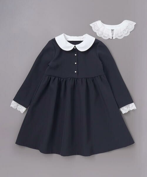 BeBe / べべ ミニ丈・ひざ丈ワンピース | ダブルクロス3way付け襟長袖ギャザーワンピース(110~130cm) | 詳細6