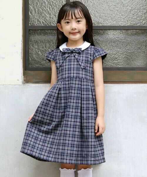 BeBe / べべ セットアップ | ボレロ+リボンタイ付きチェックワンピースセット(110~130cm) | 詳細4