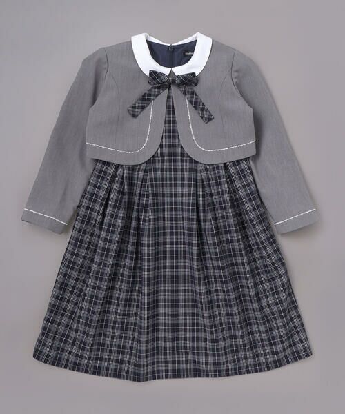 BeBe / べべ セットアップ | ボレロ+リボンタイ付きチェックワンピースセット(110~130cm) | 詳細7