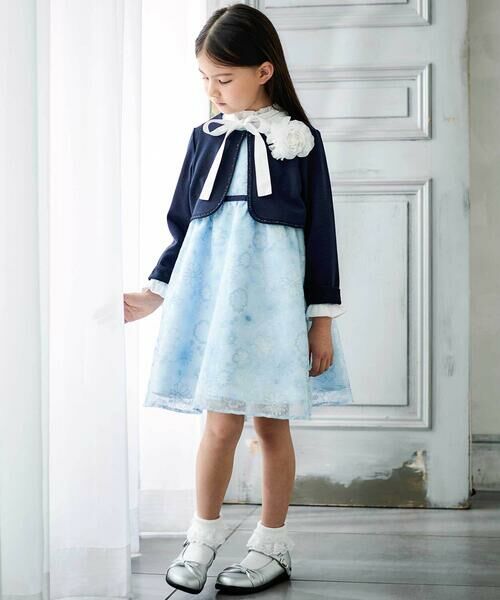 BeBe / べべ ミニ丈・ひざ丈ワンピース | 【日本製】オーガンジーフラワー刺しゅうドレス(110~130cm) | 詳細2