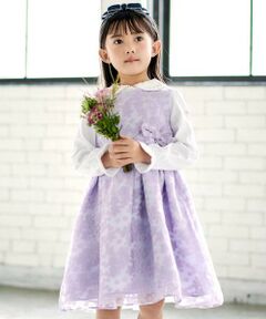 BeBe / べべ ミニ丈・ひざ丈ワンピース | フローラルオパールプリントウエストリボンドレス(110~130cm)