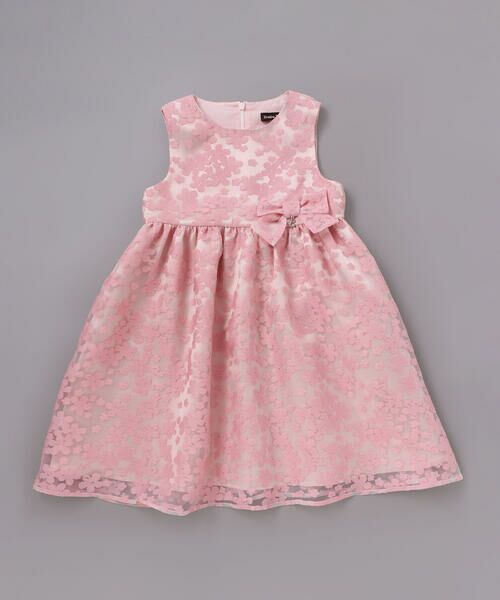 BeBe / べべ ミニ丈・ひざ丈ワンピース | フローラルオパールプリントウエストリボンドレス(110~130cm) | 詳細1