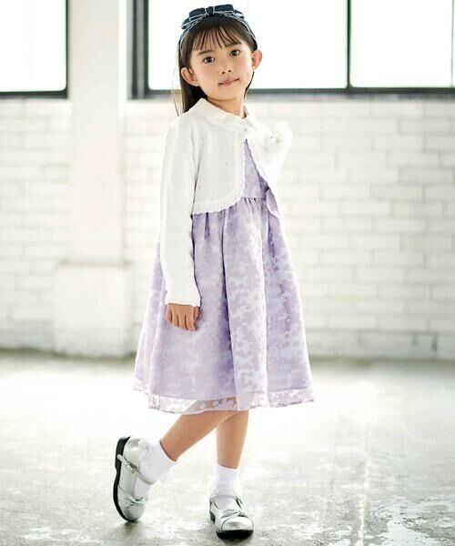 BeBe / べべ ミニ丈・ひざ丈ワンピース | フローラルオパールプリントウエストリボンドレス(110~130cm) | 詳細12