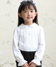 BeBe / べべ シャツ・ブラウス | 花レース丸襟フロントタックスムース長袖ブラウス(90~140cm)