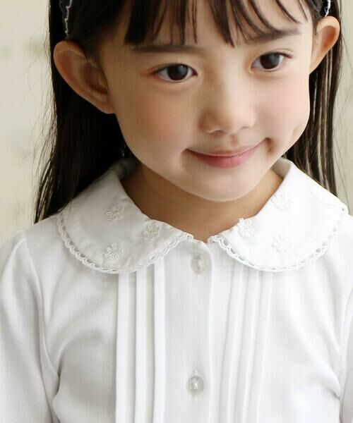 BeBe / べべ シャツ・ブラウス | 花レース丸襟フロントタックスムース長袖ブラウス(90~140cm) | 詳細2