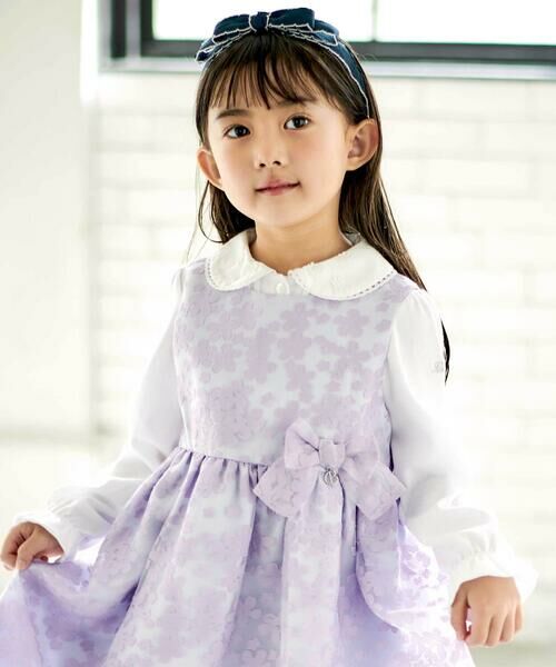 BeBe / べべ シャツ・ブラウス | 花レース丸襟フロントタックスムース長袖ブラウス(90~140cm) | 詳細5