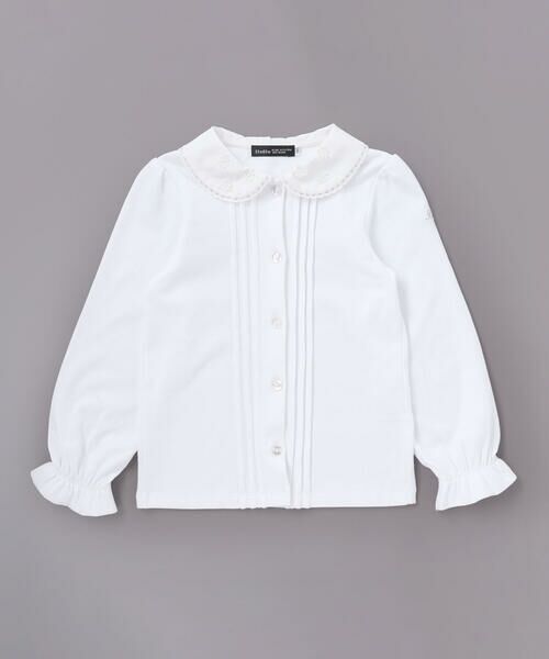 BeBe / べべ シャツ・ブラウス | 花レース丸襟フロントタックスムース長袖ブラウス(90~140cm) | 詳細6