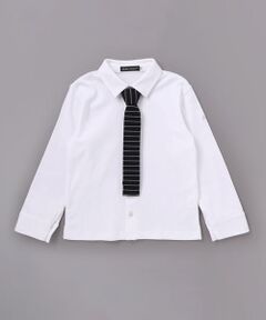 BeBe / べべ シャツ・ブラウス | ニットタイ付きスムースストレッチ長袖シャツ(90~140cm)