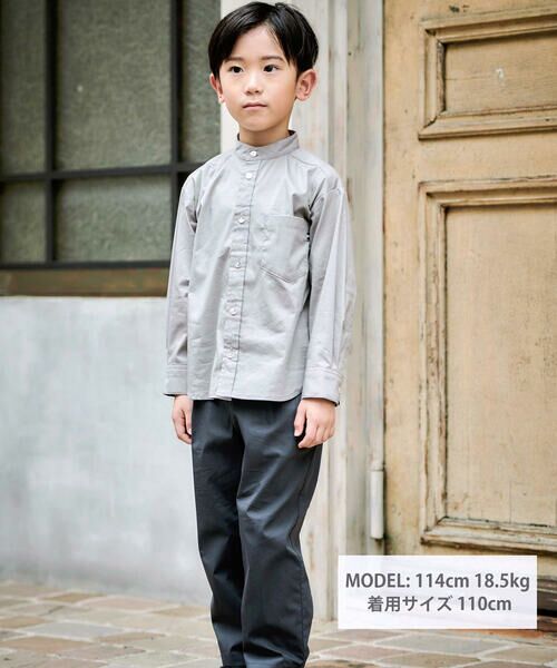 BeBe / べべ シャツ・ブラウス | ストレッチウェザーバンドカラー長袖シャツ(110~130cm) | 詳細1