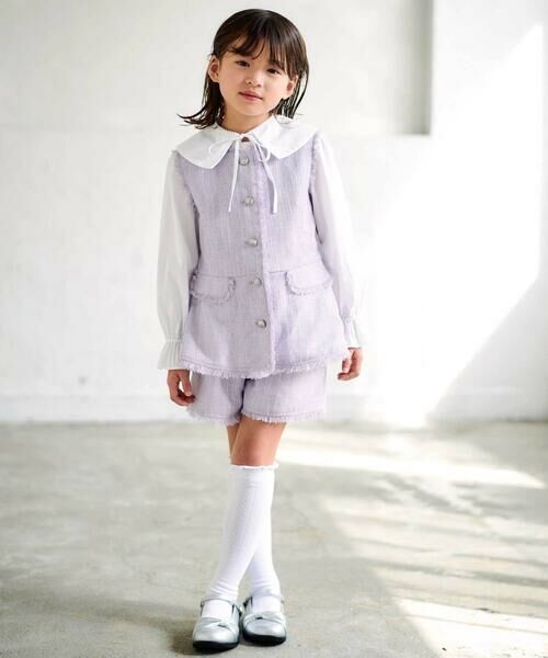 BeBe / べべ シャツ・ブラウス | ストレッチウェザー付け襟キャンディスリーブブラウス(90~160cm) | 詳細2