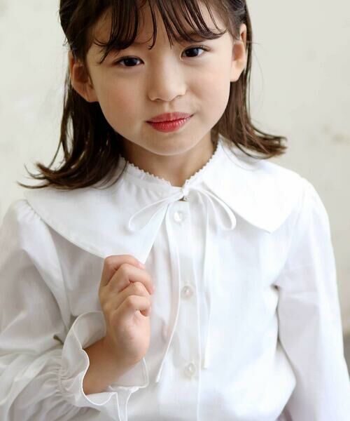 BeBe / べべ シャツ・ブラウス | ストレッチウェザー付け襟キャンディスリーブブラウス(90~160cm) | 詳細3