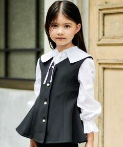 BeBe / べべ ベスト | ダブルクロスパールボタンフレアベスト(110~160cm)