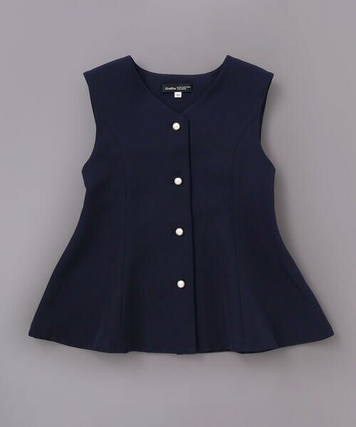BeBe / べべ ベスト | ダブルクロスパールボタンフレアベスト(110~160cm) | 詳細7