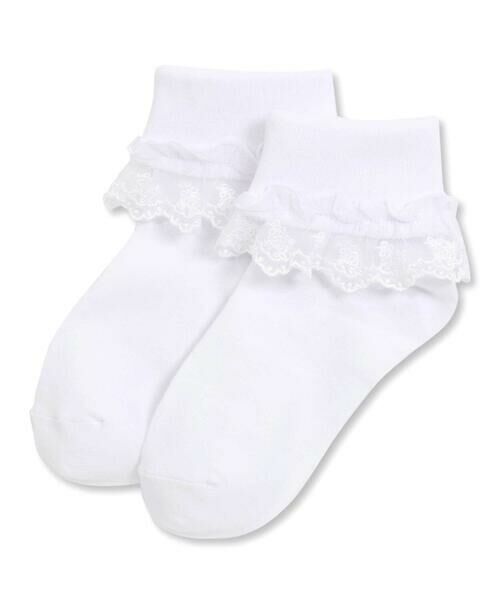 BeBe / べべ ソックス | レース付き折り返しショートソックス(11~24cm)(ホワイト)