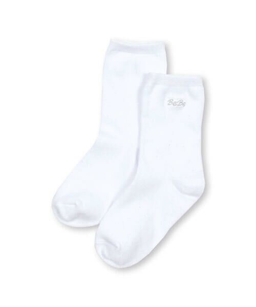 BeBe / べべ ソックス | ロゴ入りクルーソックス(11~24cm)(ホワイト)