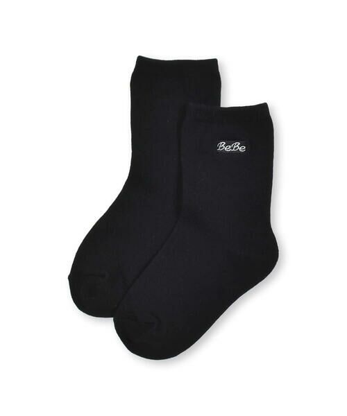 BeBe / べべ ソックス | ロゴ入りクルーソックス(11~24cm)(ブラック)