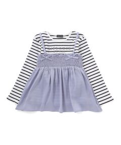 BeBe / べべ Tシャツ | ラメジョーゼットシャーリングキャミ+リブボーダー長袖Tシャツセット(90~160cm)