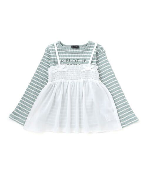 BeBe / べべ Tシャツ | ラメジョーゼットシャーリングキャミ+リブボーダー長袖Tシャツセット(90~160cm) | 詳細17