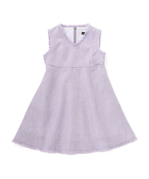 BeBe / べべ ミニ丈・ひざ丈ワンピース | 【お揃い】ツイード調Vネックフリンジジャンパースカート(90~140cm) | 詳細4