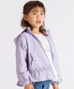 BeBe / べべ ブルゾン | 【撥水加工】サッカーチェックフード付きペプラムブルゾン(90~150cm)