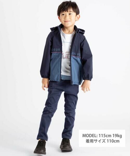 BeBe / べべ ブルゾン | 【撥水加工】リップストップフード付きバイカラーロゴブルゾン(90~150cm) | 詳細1