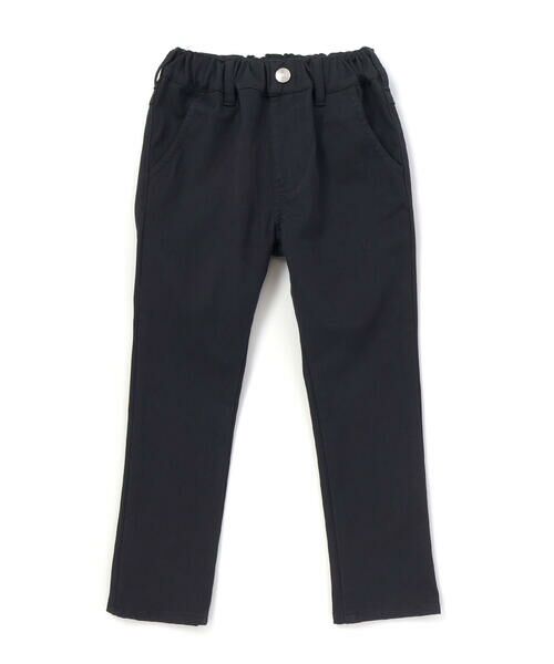 BeBe / べべ チノ・ワークパンツ | ストレッチツイルロゴ刺しゅうストレートロングパンツ(90~160cm)(ブラック)