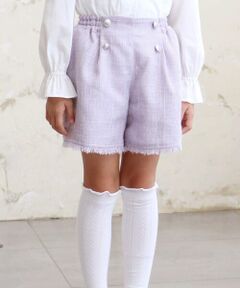 BeBe / べべ ショート・ハーフ・半端丈パンツ | 【お揃い】ツイード調フリンジショートパンツ(90~150cm)