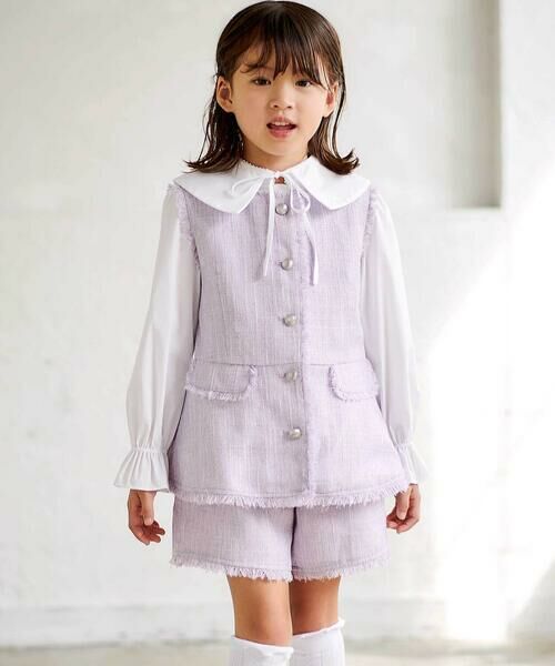 BeBe / べべ ショート・ハーフ・半端丈パンツ | 【お揃い】ツイード調フリンジショートパンツ(90~150cm) | 詳細3