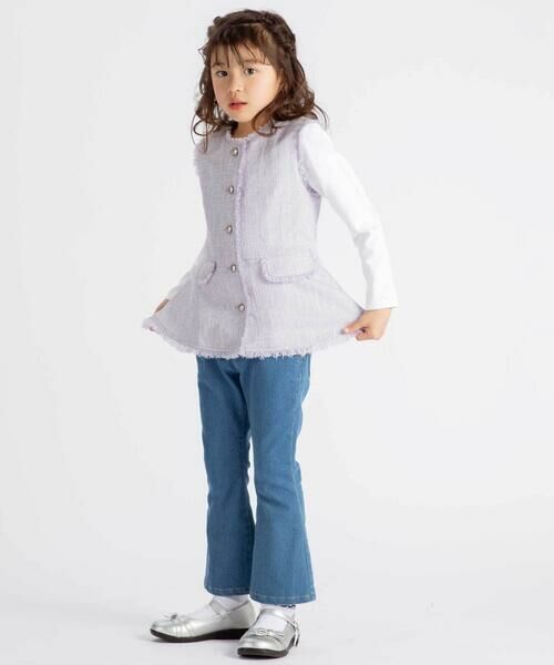 BeBe / べべ ベスト | 【お揃い】ツイード調フリンジボタンジレ(110~150cm) | 詳細5