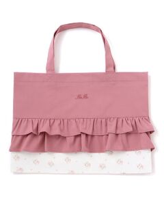 BeBe / べべ トートバッグ | 花柄切り替えフリルレッスンバッグ