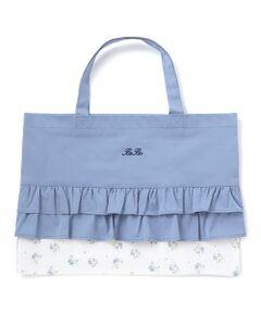 BeBe / べべ トートバッグ | 花柄切り替えフリルレッスンバッグ