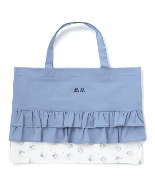 BeBe / べべ トートバッグ | 花柄切り替えフリルレッスンバッグ（ブルー）
