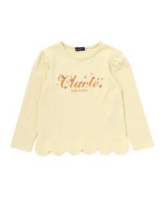 BeBe / べべ Tシャツ | フラワーロゴ刺しゅうスカラップスムース長袖Tシャツ(90~150cm)