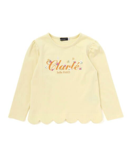 BeBe / べべ Tシャツ | フラワーロゴ刺しゅうスカラップスムース長袖Tシャツ(90~150cm) | 詳細2