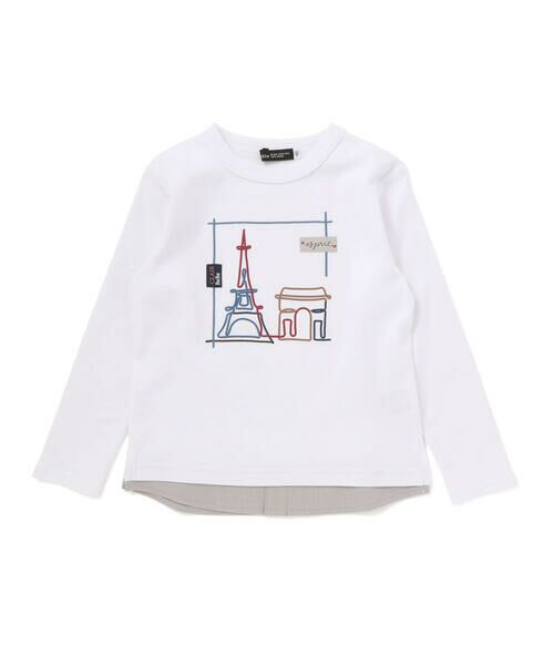 BeBe / べべ Tシャツ | エッフェル塔プリントレイヤード風スムース長袖Tシャツ(90~150cm) | 詳細4