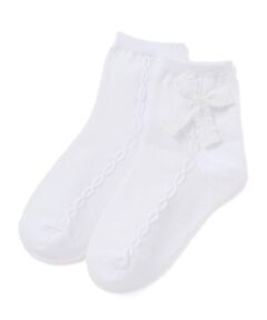 BeBe / べべ ソックス | リボンモチーフケーブルラインクルーソックス(11~24cm)