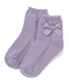BeBe / べべ ソックス | リボンモチーフケーブルラインクルーソックス(11~24cm)