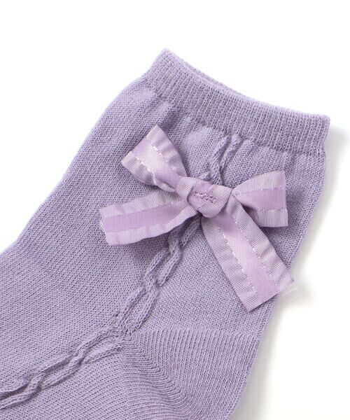 BeBe / べべ ソックス | リボンモチーフケーブルラインクルーソックス(11~24cm) | 詳細4