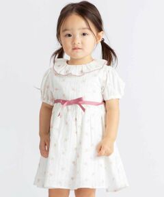 BeBe / べべ ミニ丈・ひざ丈ワンピース | 【お揃い】花柄フリルカラーパフスリーブワンピース(80~100cm)